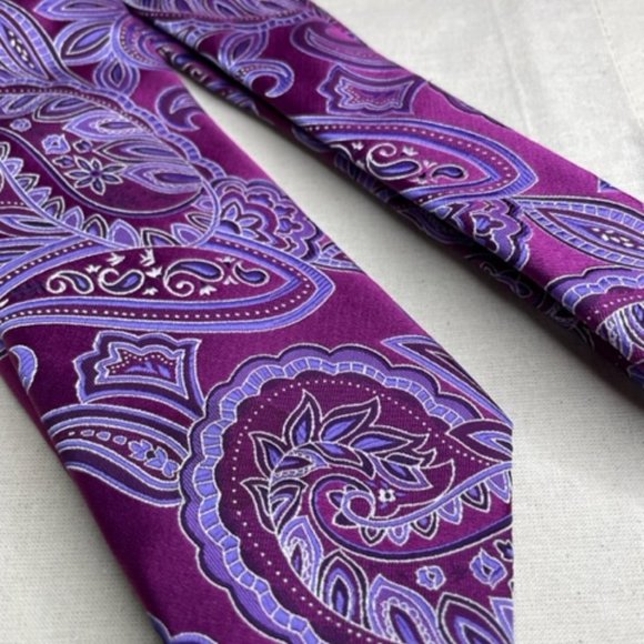 Geoffrey Beene Purple Paisley Mens Tie Prince Retro Vibe Classic Colorful Sexy - Picture 2 of 5